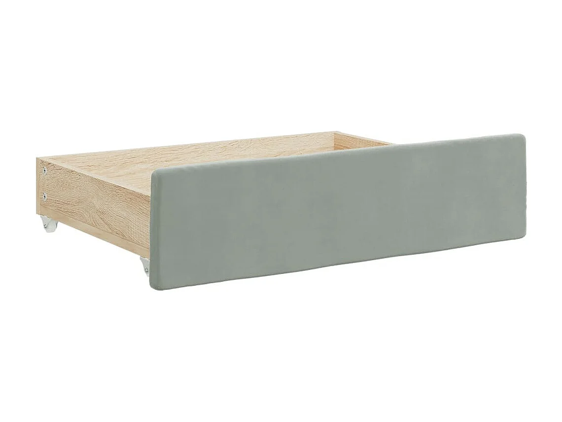 Sofá cama nido con cajones terciopelo gris claro 90x190 cm