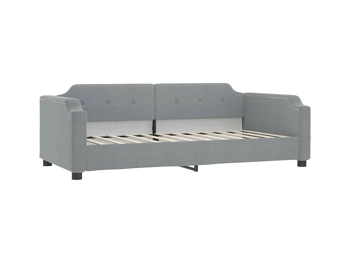 Lit de jour avec gigogne et tiroirs gris clair 80x200 cm tissu