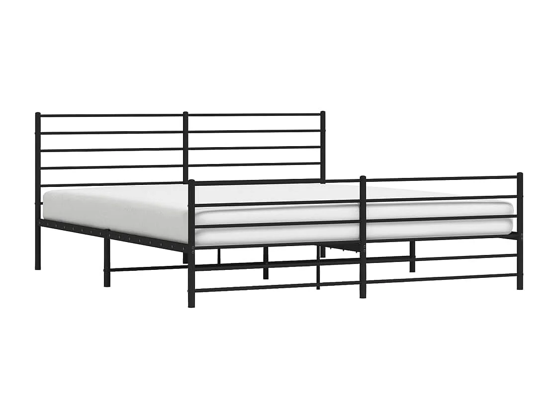 Cadre de lit métal avec tête de lit/pied de lit noir 183x213 cm