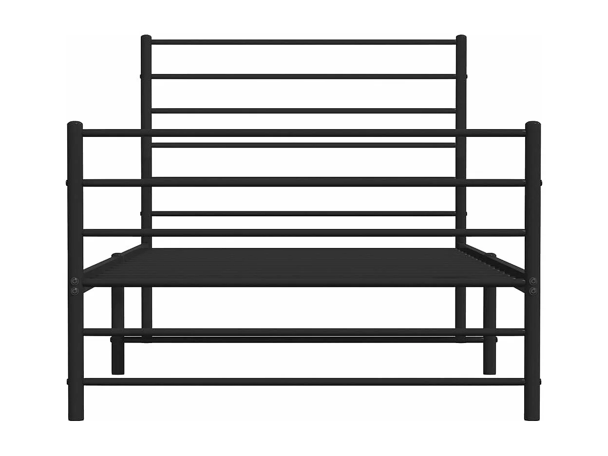 Estrutura de cama com cabeceira e pés 100x190 cm metal preto