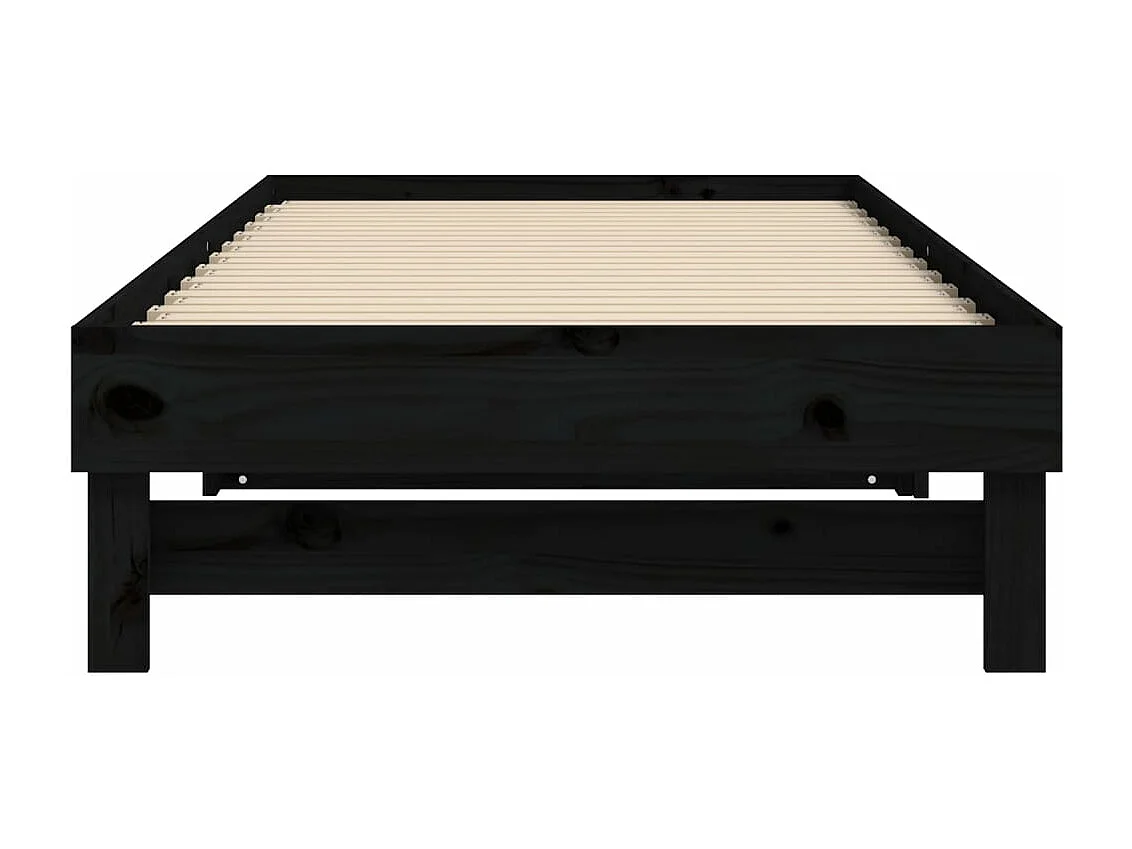 Lit coulissant Noir 2x(80x200) cm Bois de pin massif