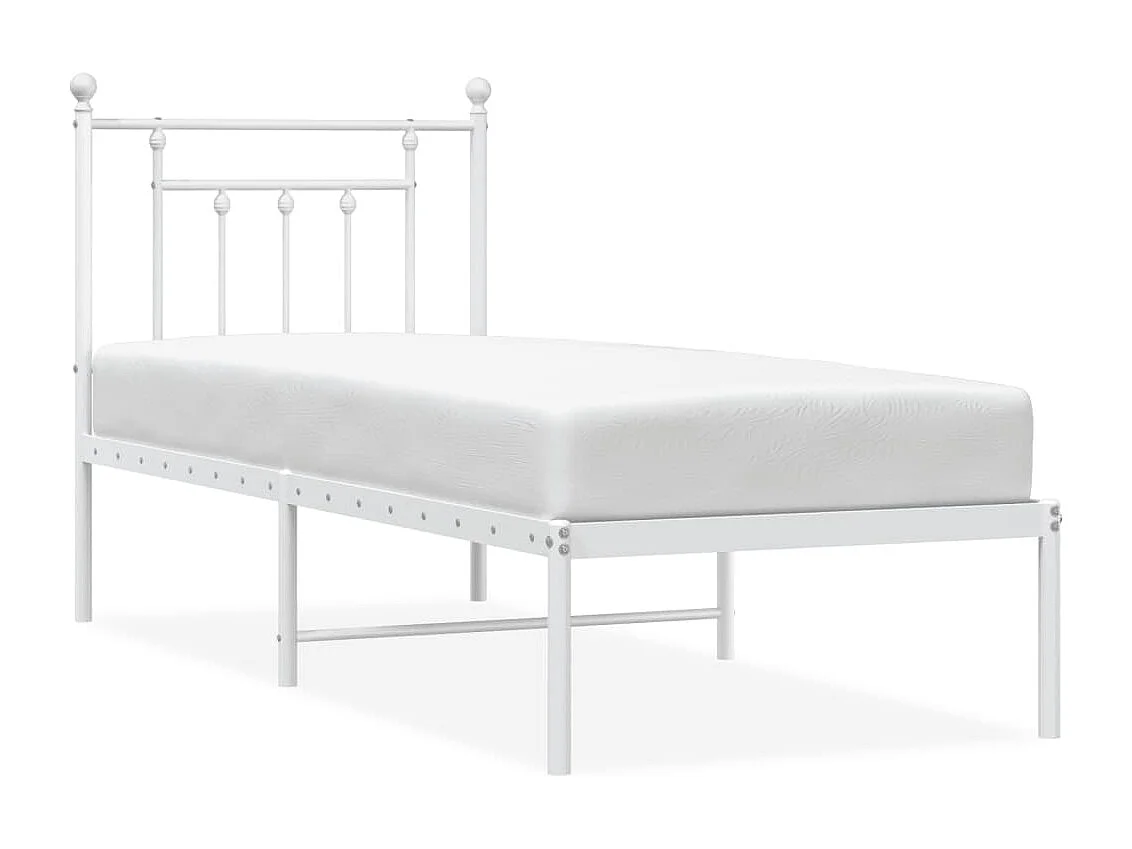 Estrutura de cama com cabeceira 75x190 cm metal branco