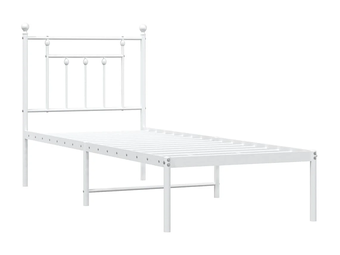 Estrutura de cama com cabeceira 75x190 cm metal branco