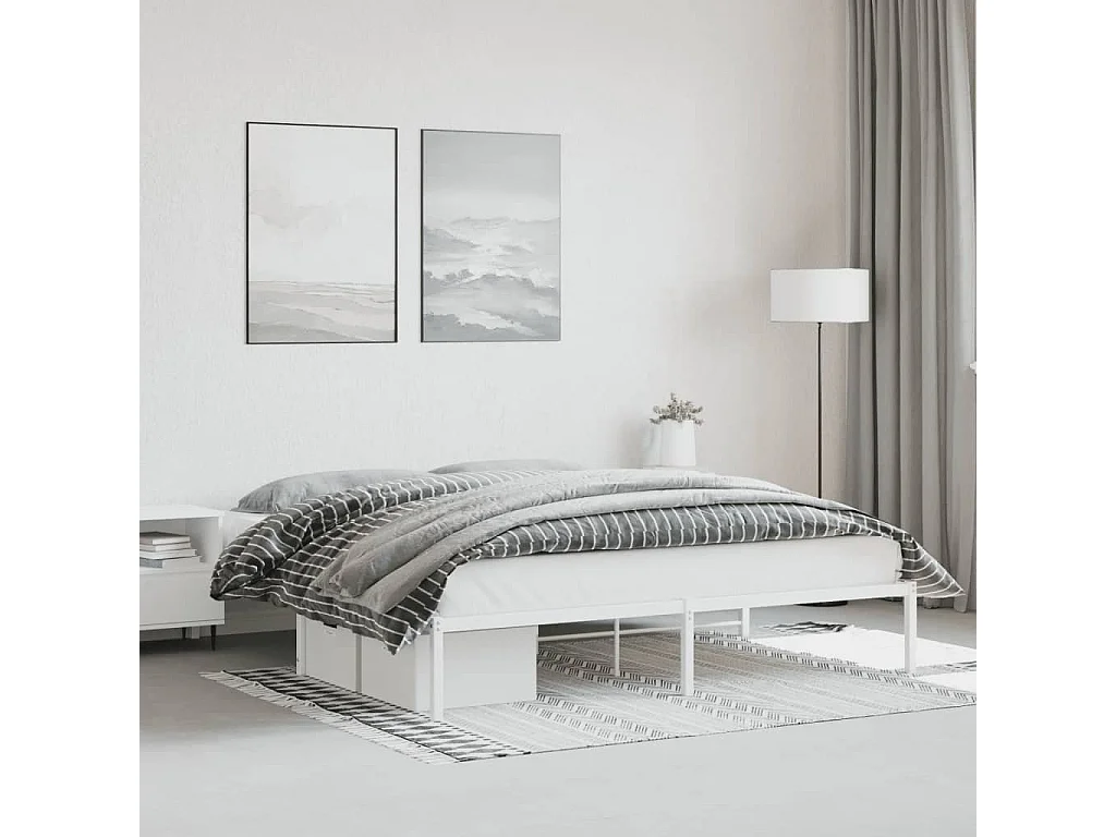 Cadre de lit métal blanc 180x200 cm