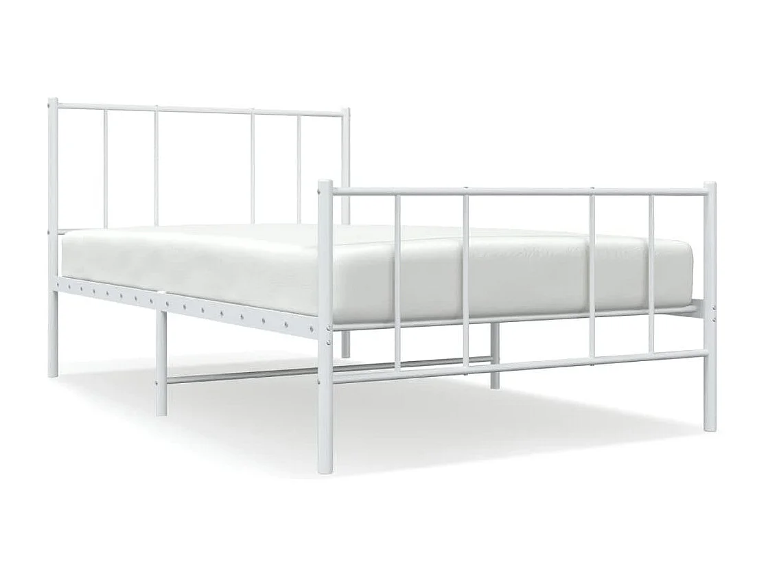 Estructura cama metal con cabecero y pie cama blanca 107x203 cm