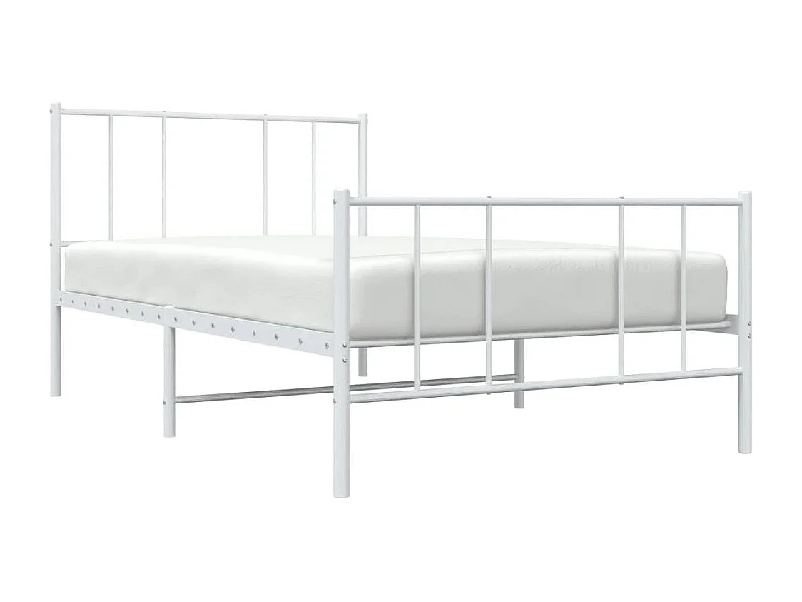 Estructura cama metal con cabecero y pie cama blanca 107x203 cm
