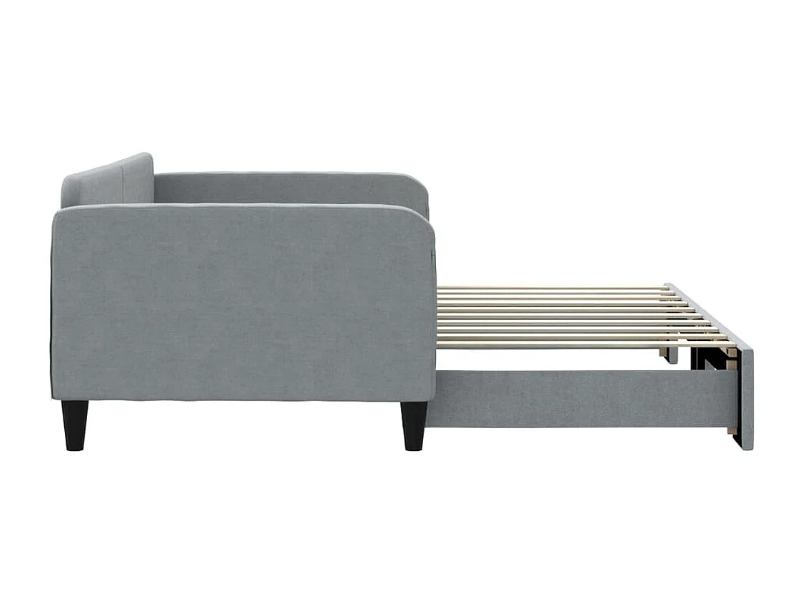 Lit de jour avec lit gigogne gris clair 90x190 cm tissu