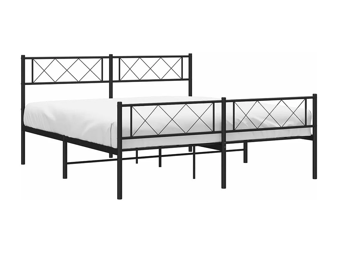 Cadre de lit métal avec tête de lit/pied de lit noir 140x190 cm