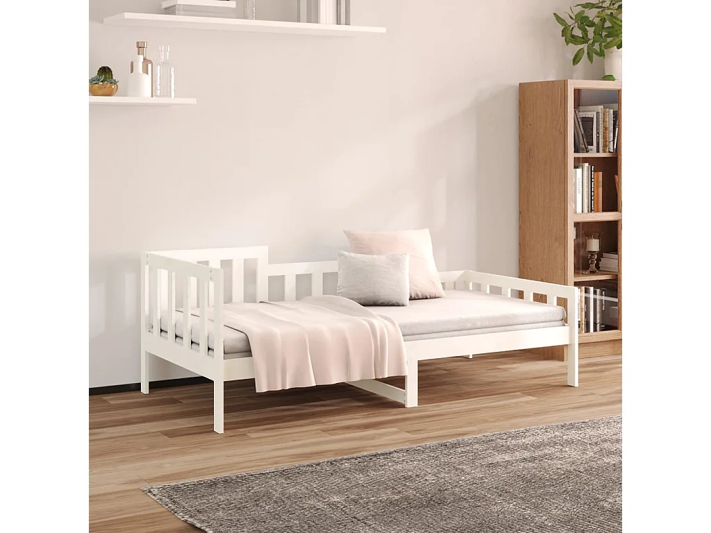 Lit de jour Blanc 90x190 cm Bois de pin massif