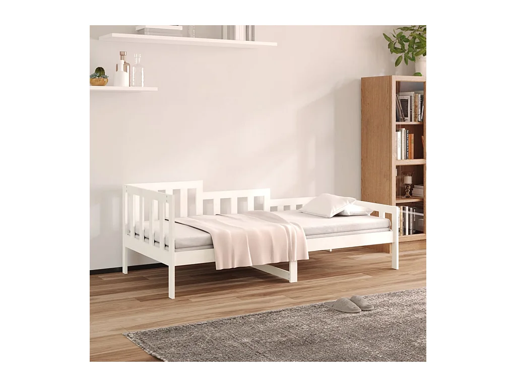 Lit de jour Blanc 90x190 cm Bois de pin massif