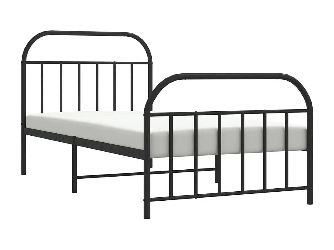 Estructura de cama con cabecero y estribo metal negro 100x190cm
