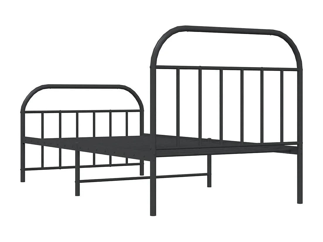 Estructura de cama con cabecero y estribo metal negro 100x190cm