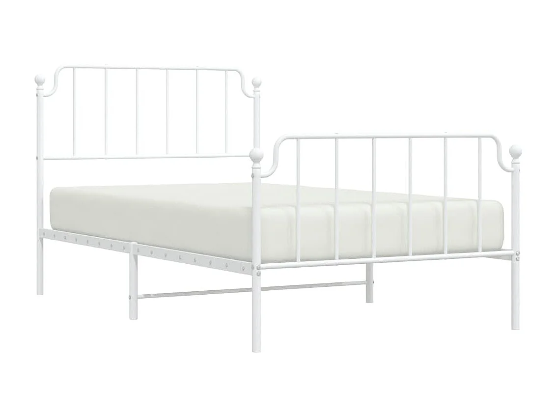 Estrutura de cama com cabeceira e pés 107x203 cm metal branco