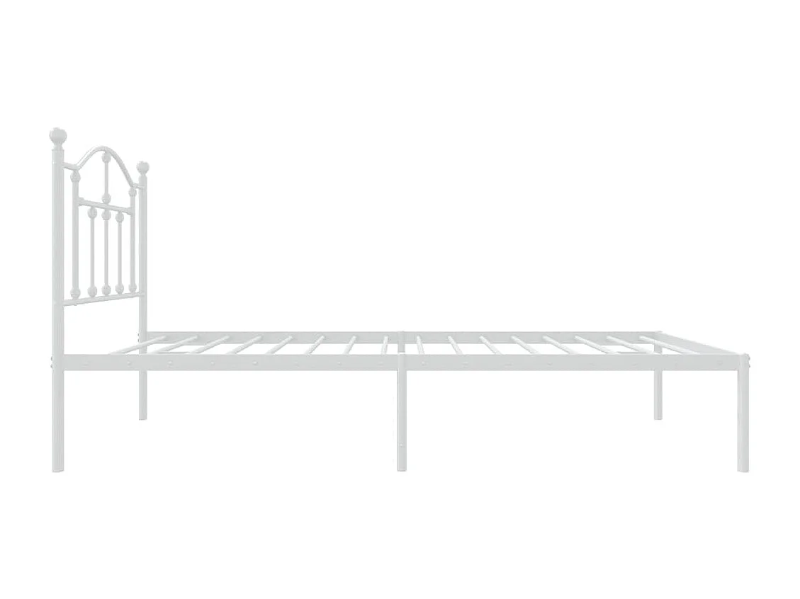 Estructura de cama de metal con cabecero blanco 75x190 cm