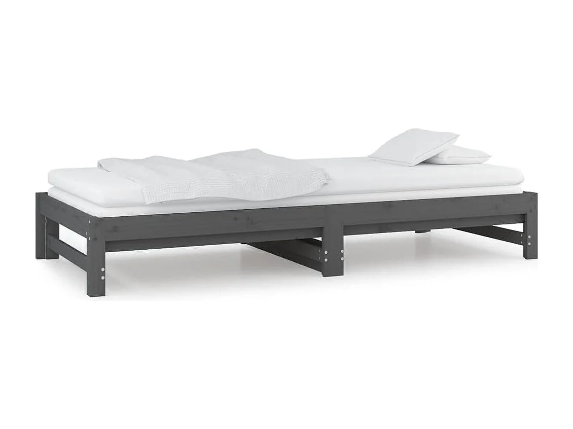 Lit coulissant Gris 2x(90x200) cm Bois de pin massif