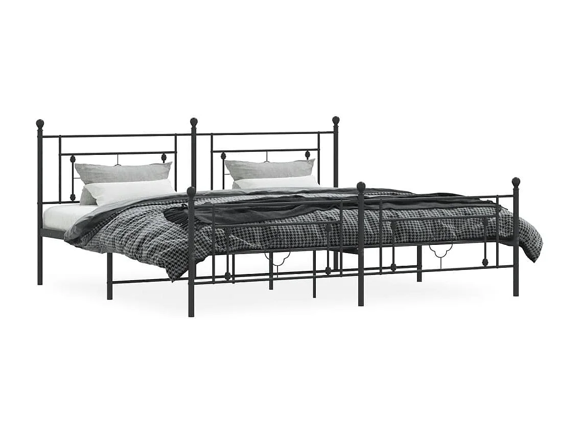 Estrutura de cama com cabeceira e pés 200x200 cm metal preto
