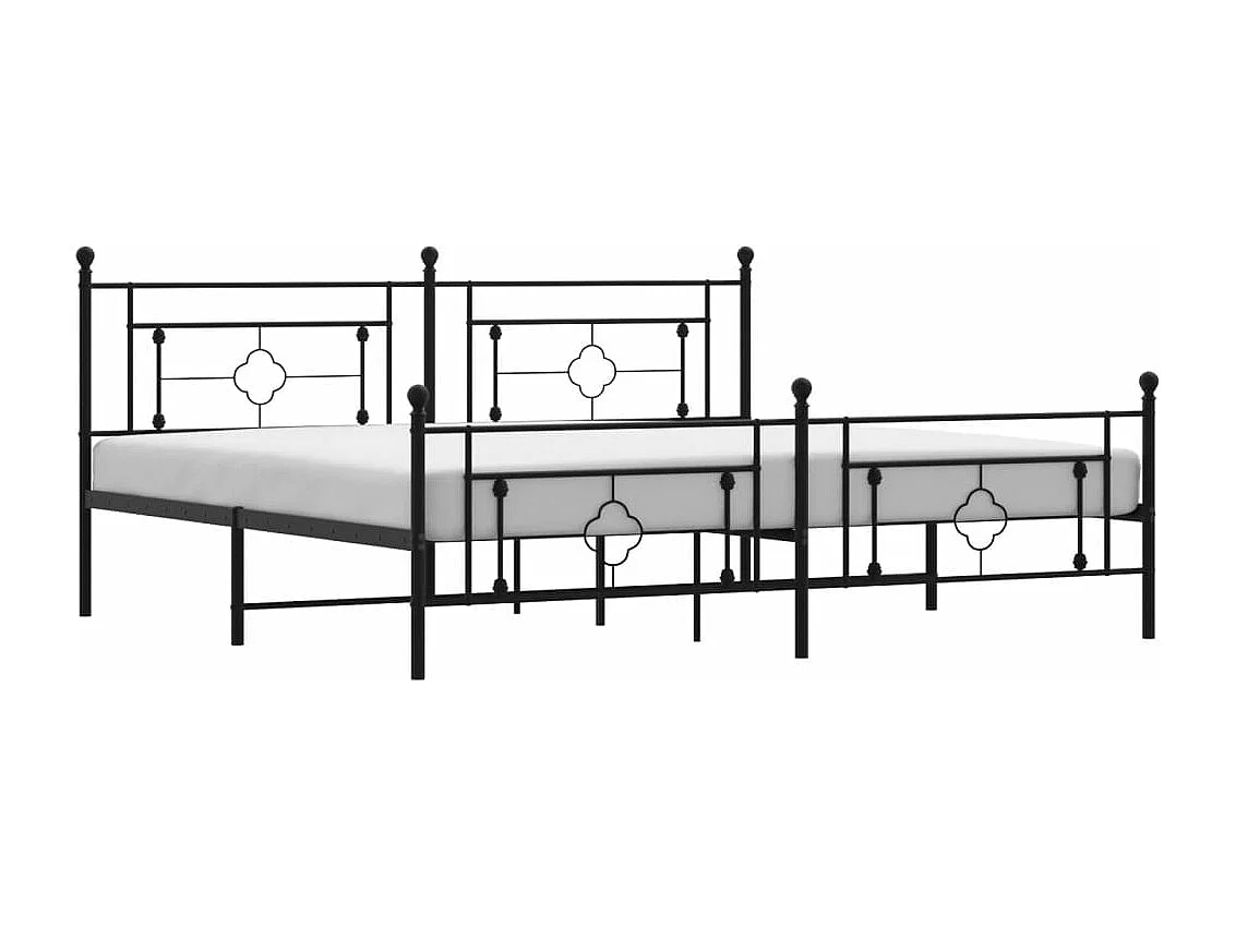 Estrutura de cama com cabeceira e pés 200x200 cm metal preto