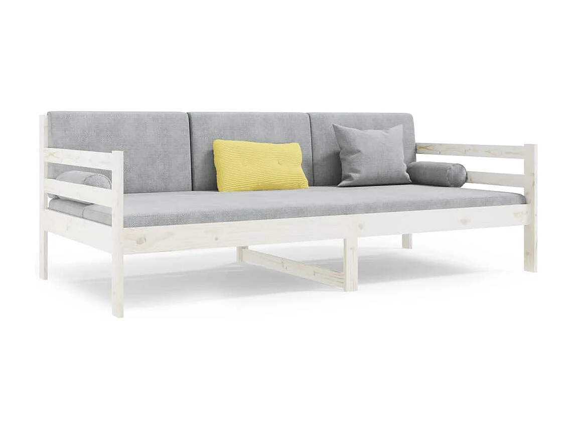 Lit de jour Blanc 80x200 cm Bois de pin massif