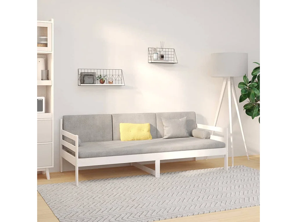Sofá cama madera maciza de pino blanco 80x200 cm