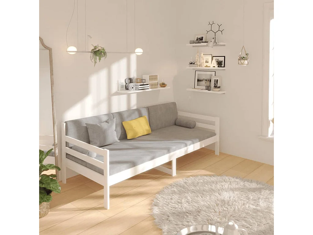 Sofá cama madera maciza de pino blanco 80x200 cm