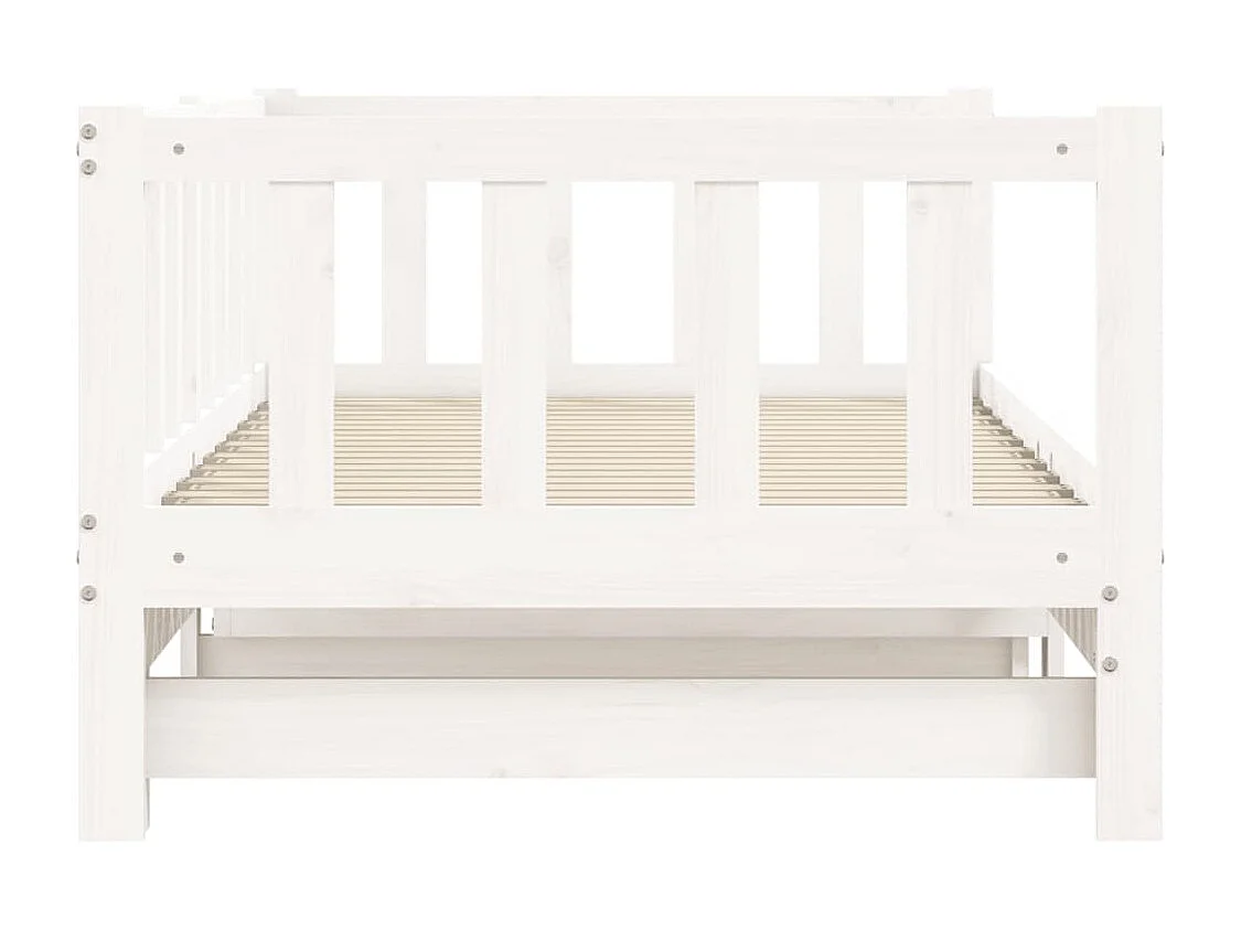 Slaapbank met onderschuifbed 90x200 cm massief grenenhout wit