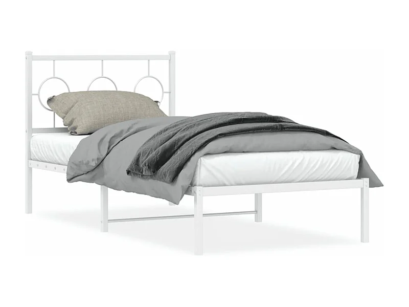 Estrutura de cama com cabeceira 90x200 cm metal branco