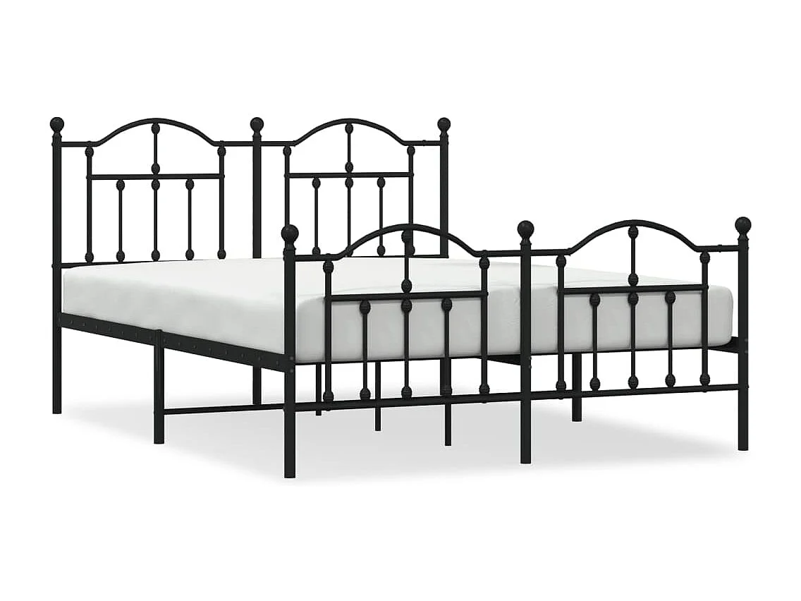 Estrutura de cama com cabeceira e pés 140x190 cm metal preto