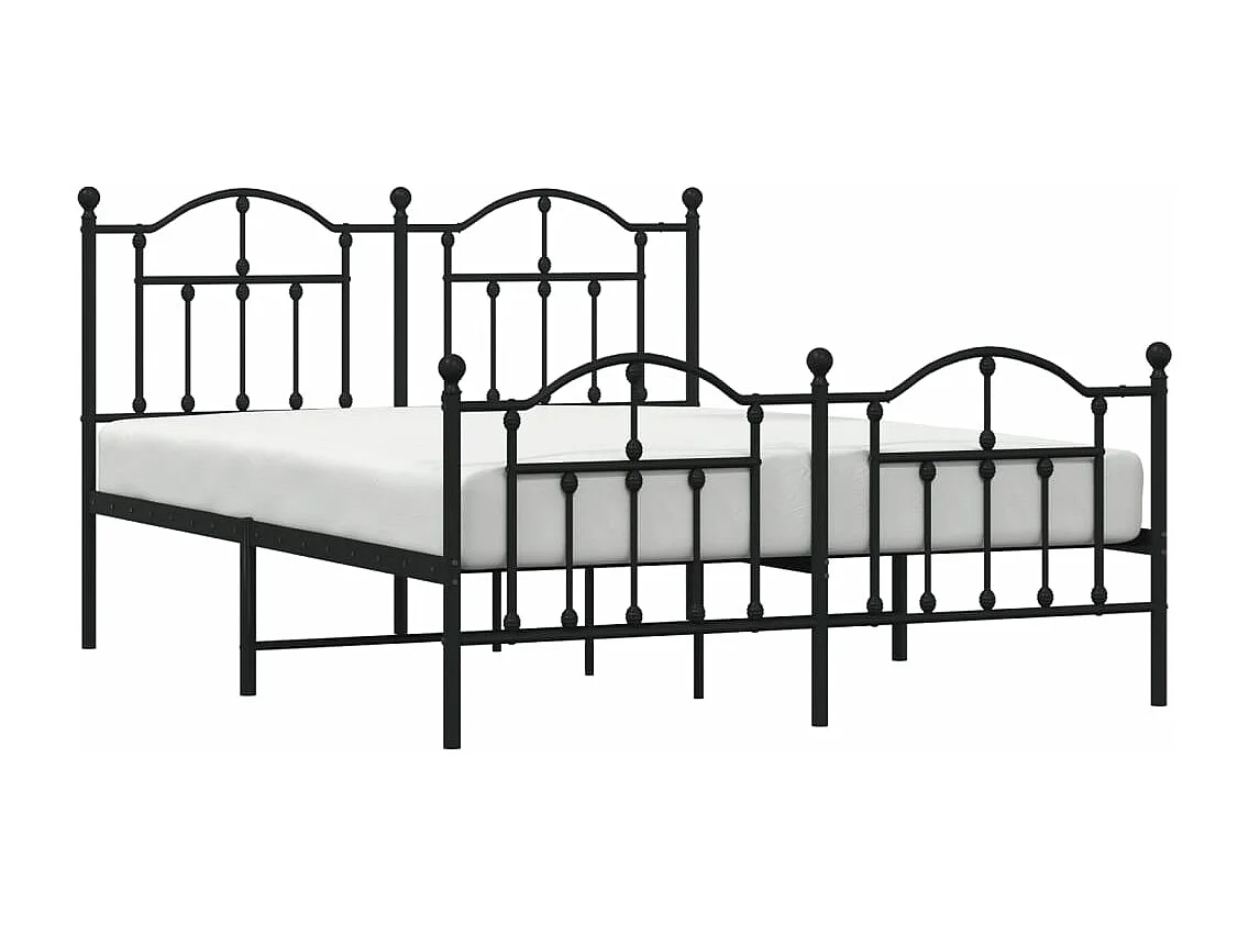 Estrutura de cama com cabeceira e pés 140x190 cm metal preto