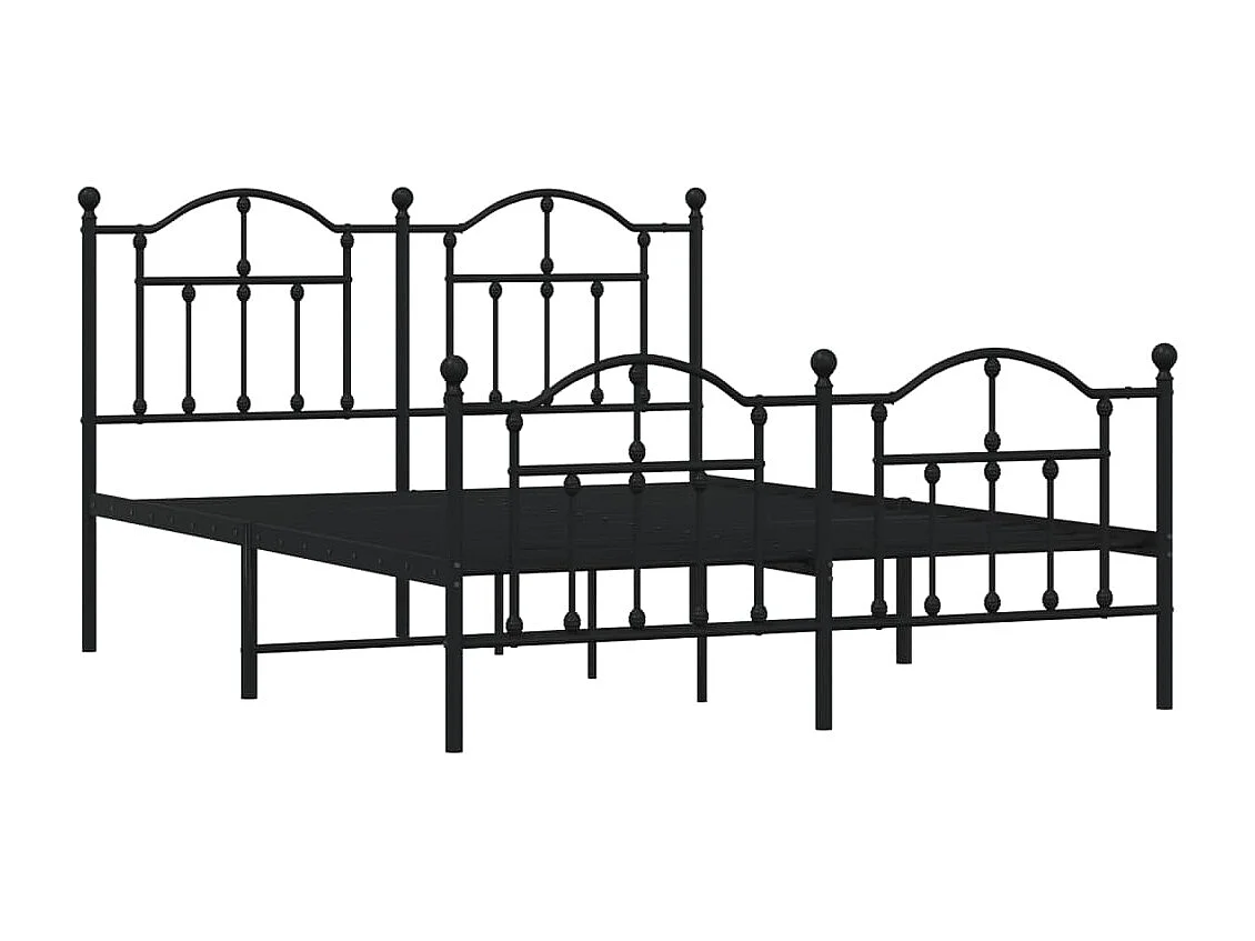 Estrutura de cama com cabeceira e pés 140x190 cm metal preto