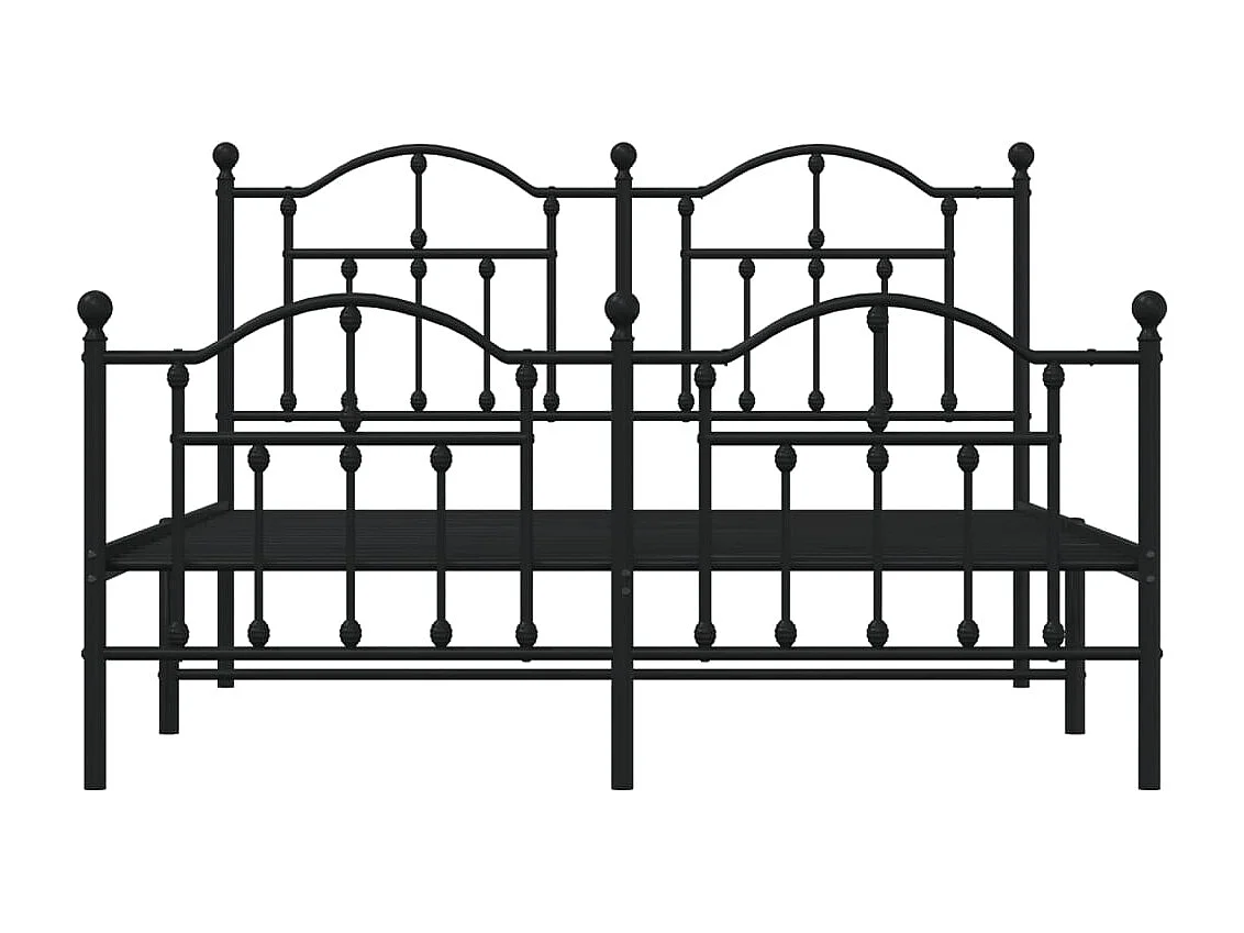 Estrutura de cama com cabeceira e pés 140x190 cm metal preto