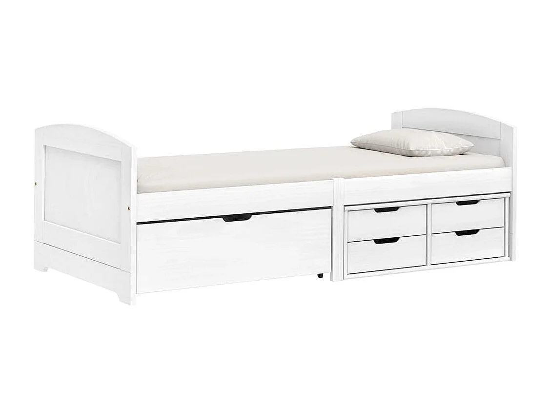 Lit de jour avec 5 tiroirs IRUN blanc 90x200 cm bois pin massif