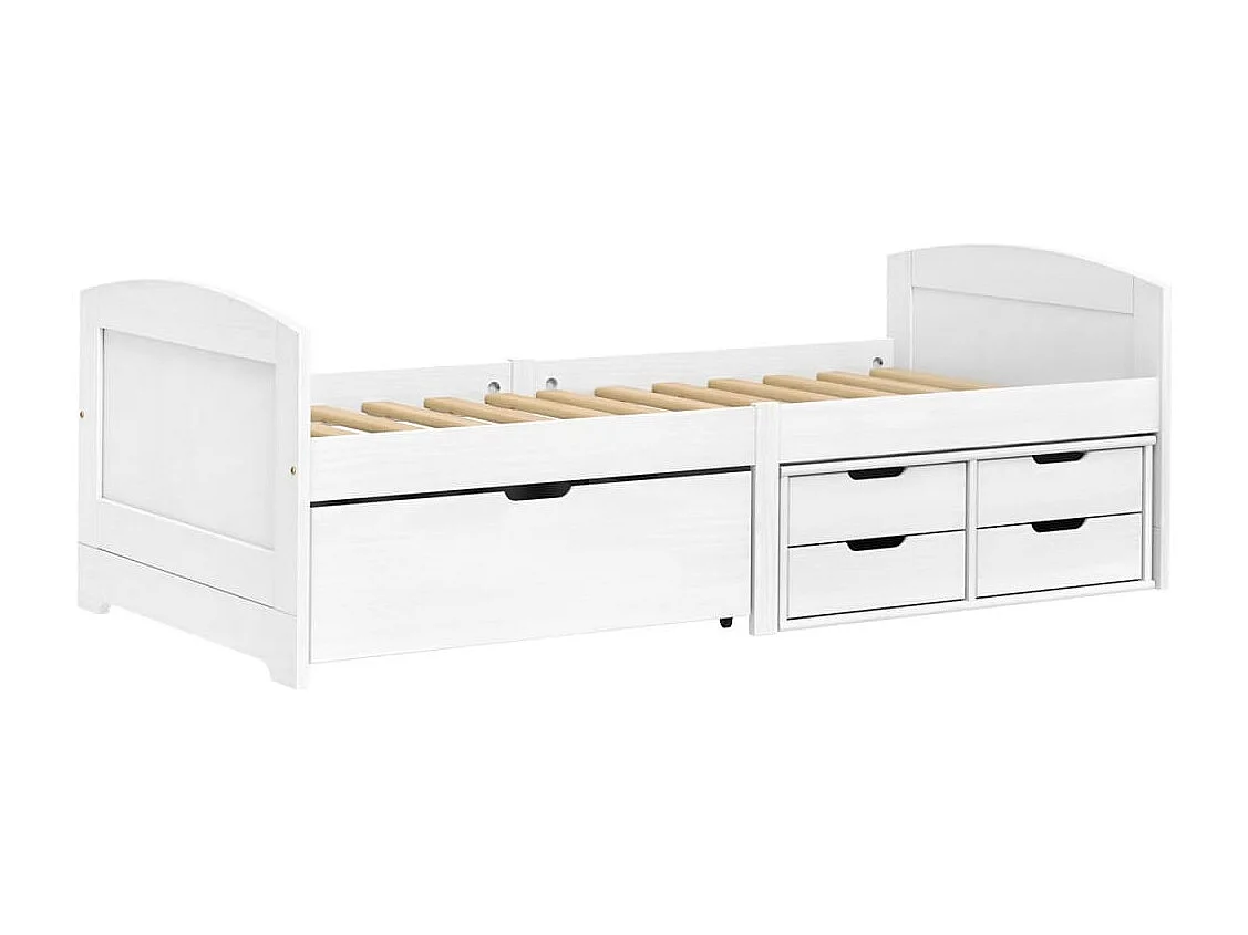 Lit de jour avec 5 tiroirs IRUN blanc 90x200 cm bois pin massif