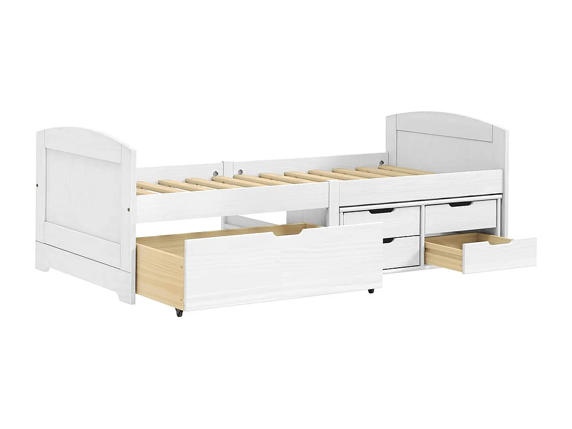 Lit de jour avec 5 tiroirs IRUN blanc 90x200 cm bois pin massif