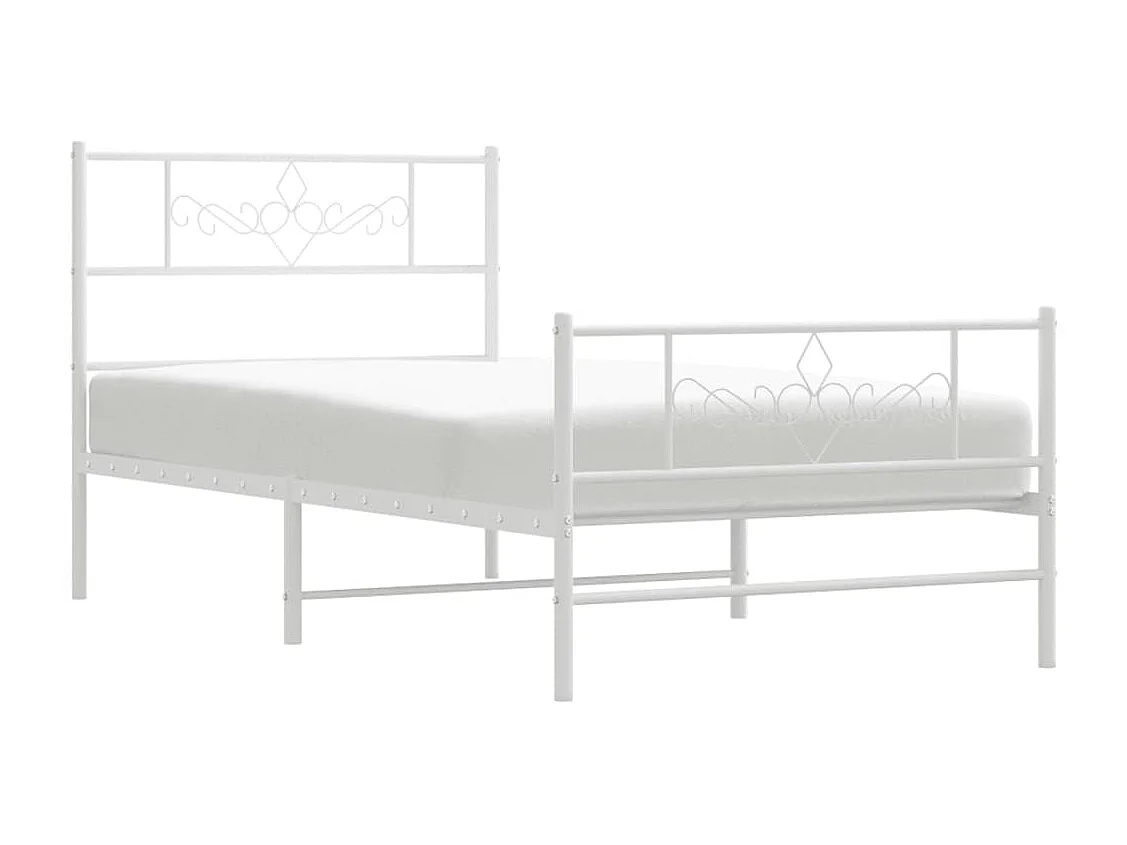 Estrutura de cama com cabeceira e pés 107x203 cm metal branco
