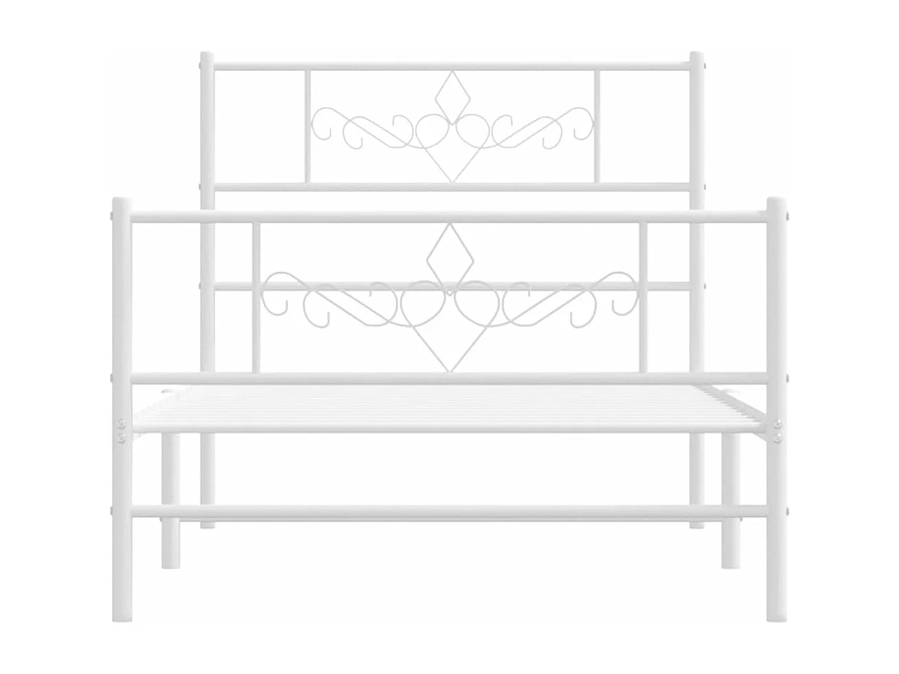 Estrutura de cama com cabeceira e pés 107x203 cm metal branco