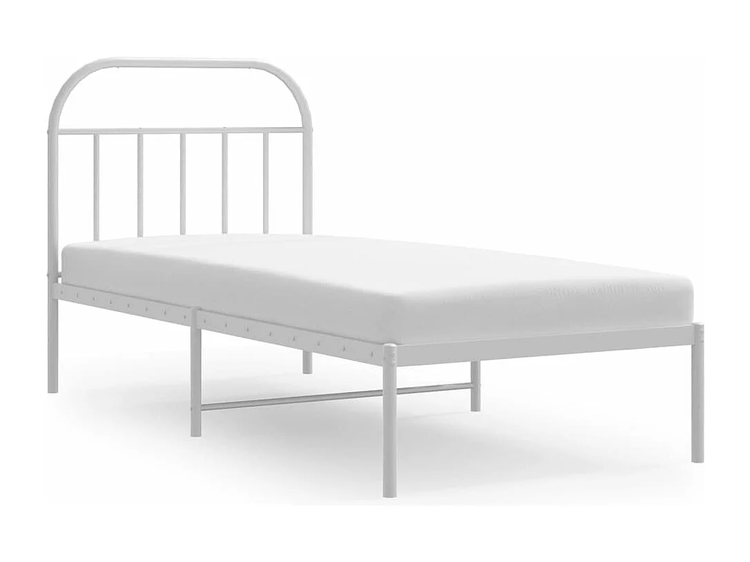 Estructura de cama de metal con cabecero blanco 80x200 cm