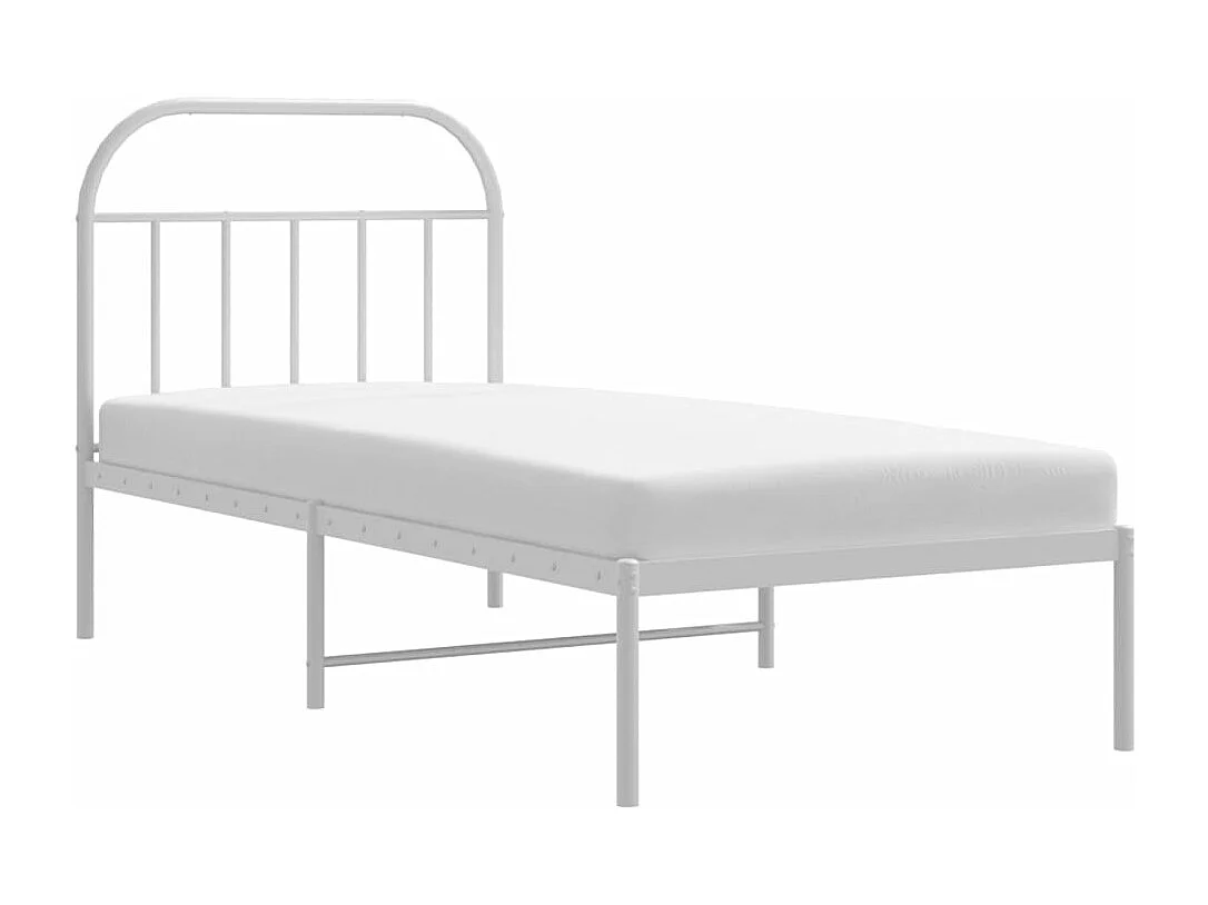 Estructura de cama de metal con cabecero blanco 80x200 cm