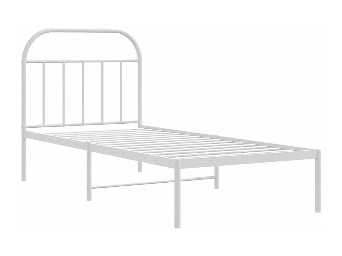 Estructura de cama de metal con cabecero blanco 80x200 cm