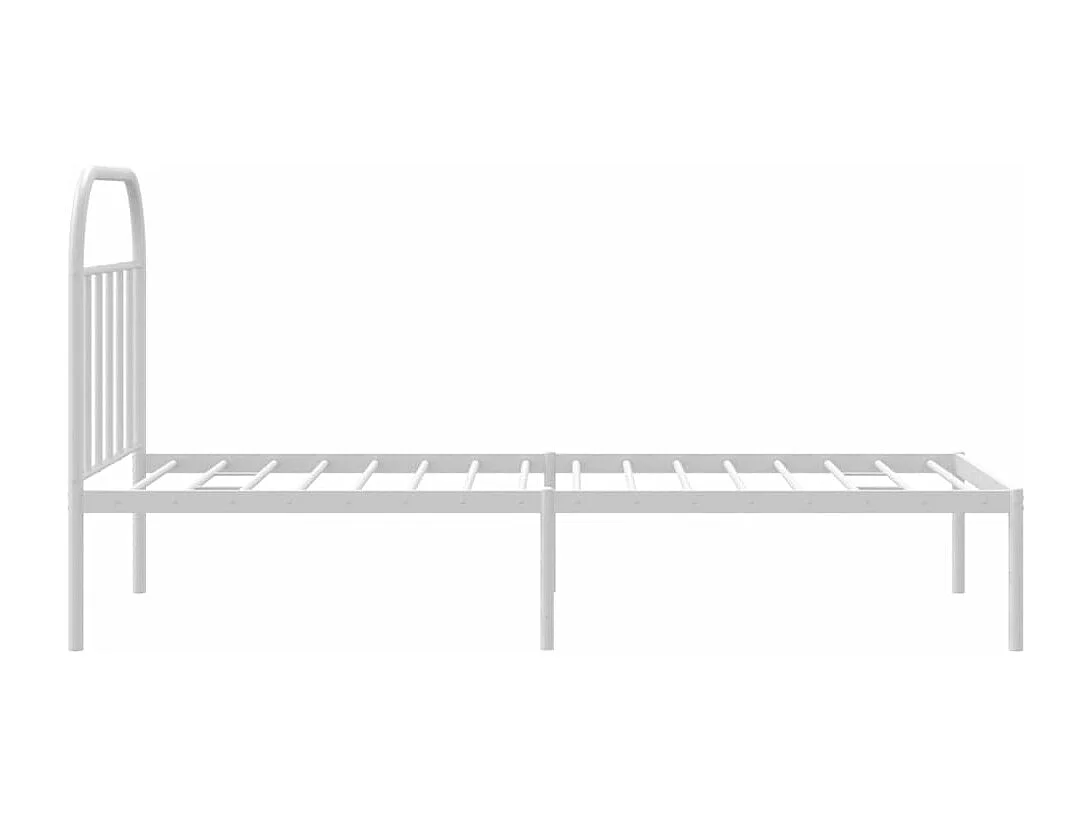 Estructura de cama de metal con cabecero blanco 80x200 cm
