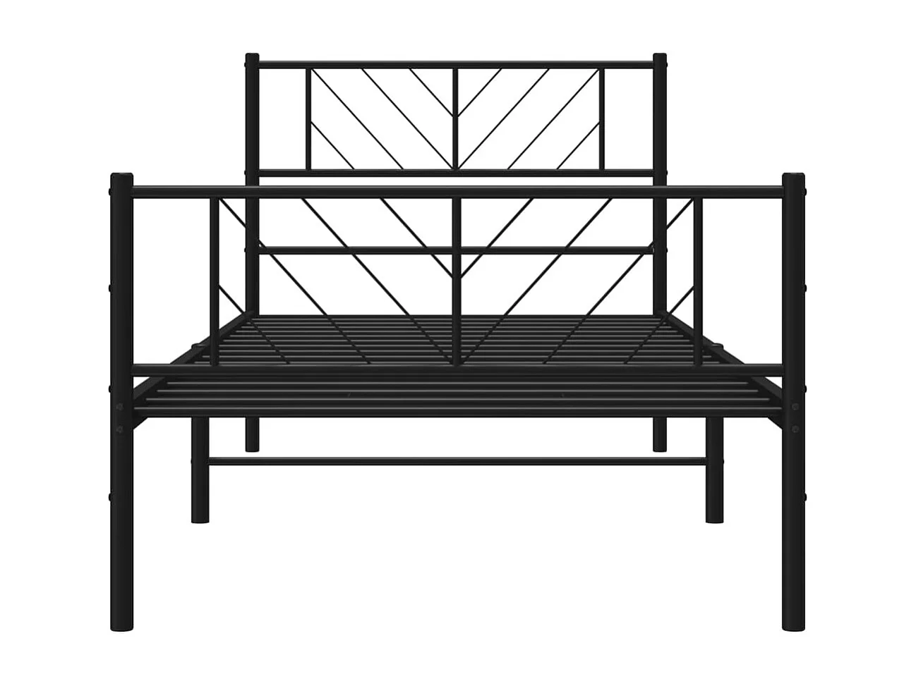 Cadre de lit métal avec tête de lit/pied de lit noir 100x200 cm