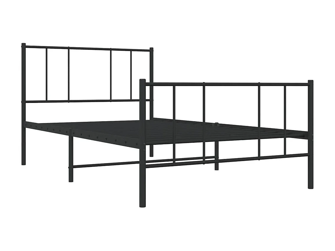 Estrutura de cama com cabeceira e pés 75x190 cm metal preto