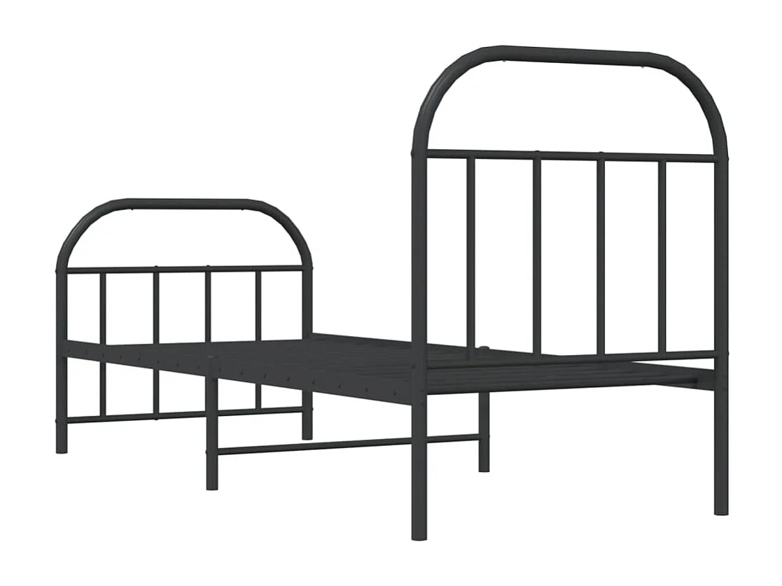 Estrutura de cama com cabeceira e pés 75x190 cm metal preto