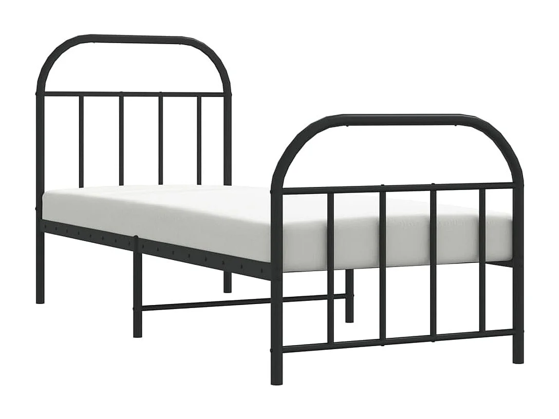 Estrutura de cama com cabeceira e pés 75x190 cm metal preto
