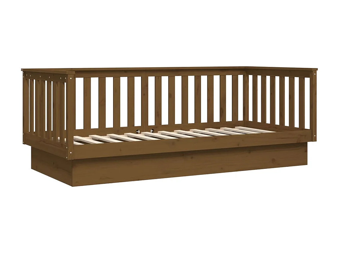 Sofá-cama 90x200 cm madeira de pinho maciça castanho mel