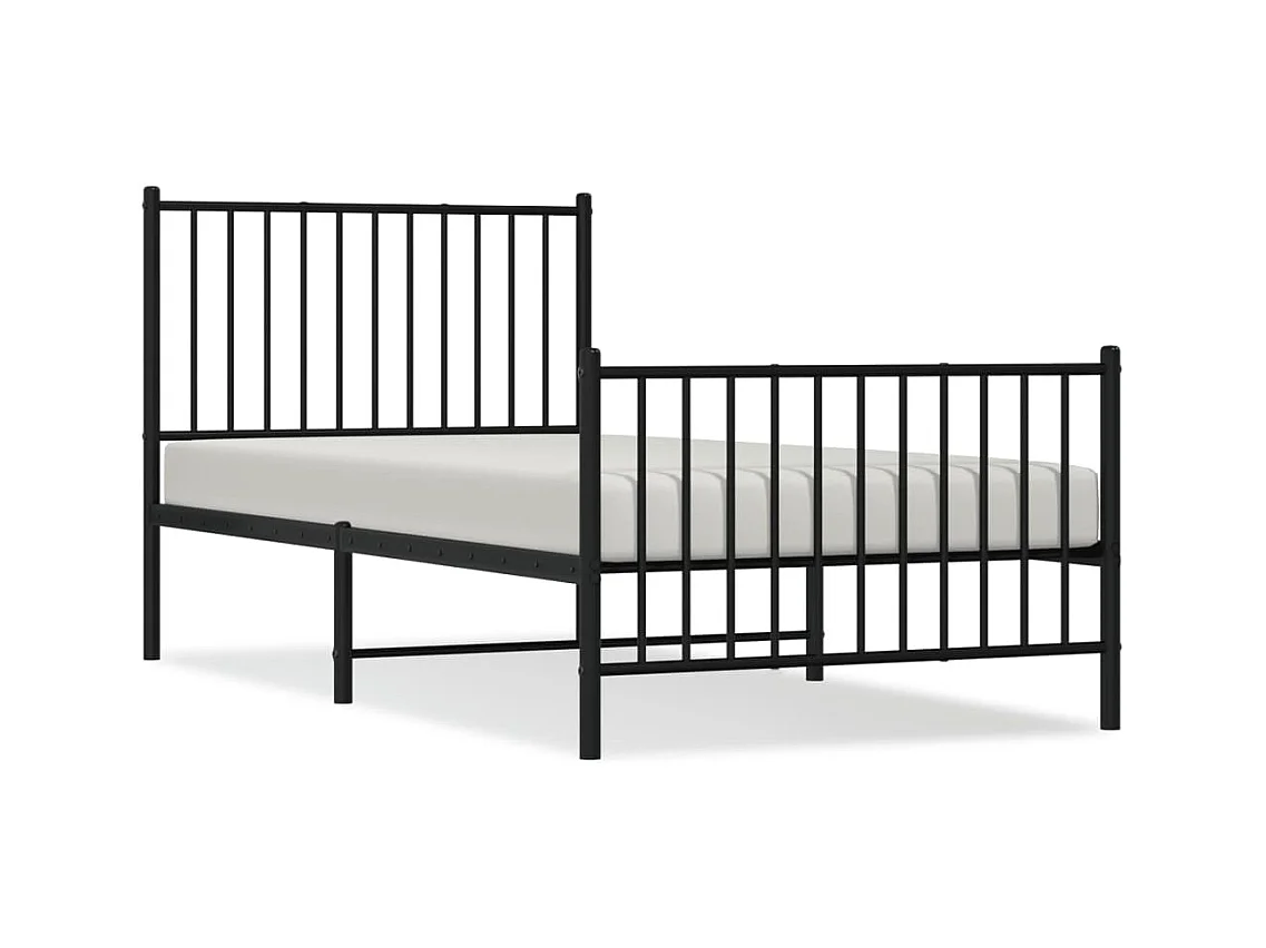 Estructura de cama con cabecero y estribo metal negro 90x190 cm