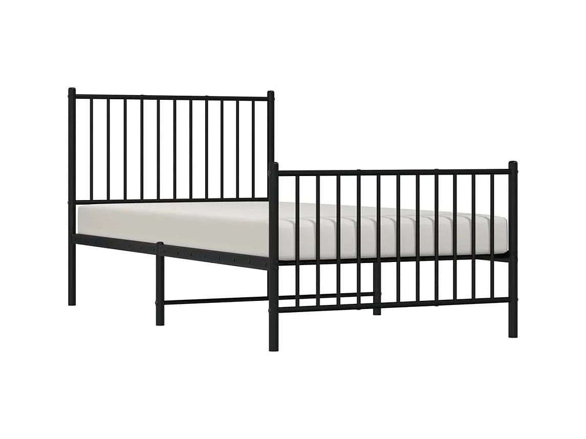 Estructura de cama con cabecero y estribo metal negro 90x190 cm