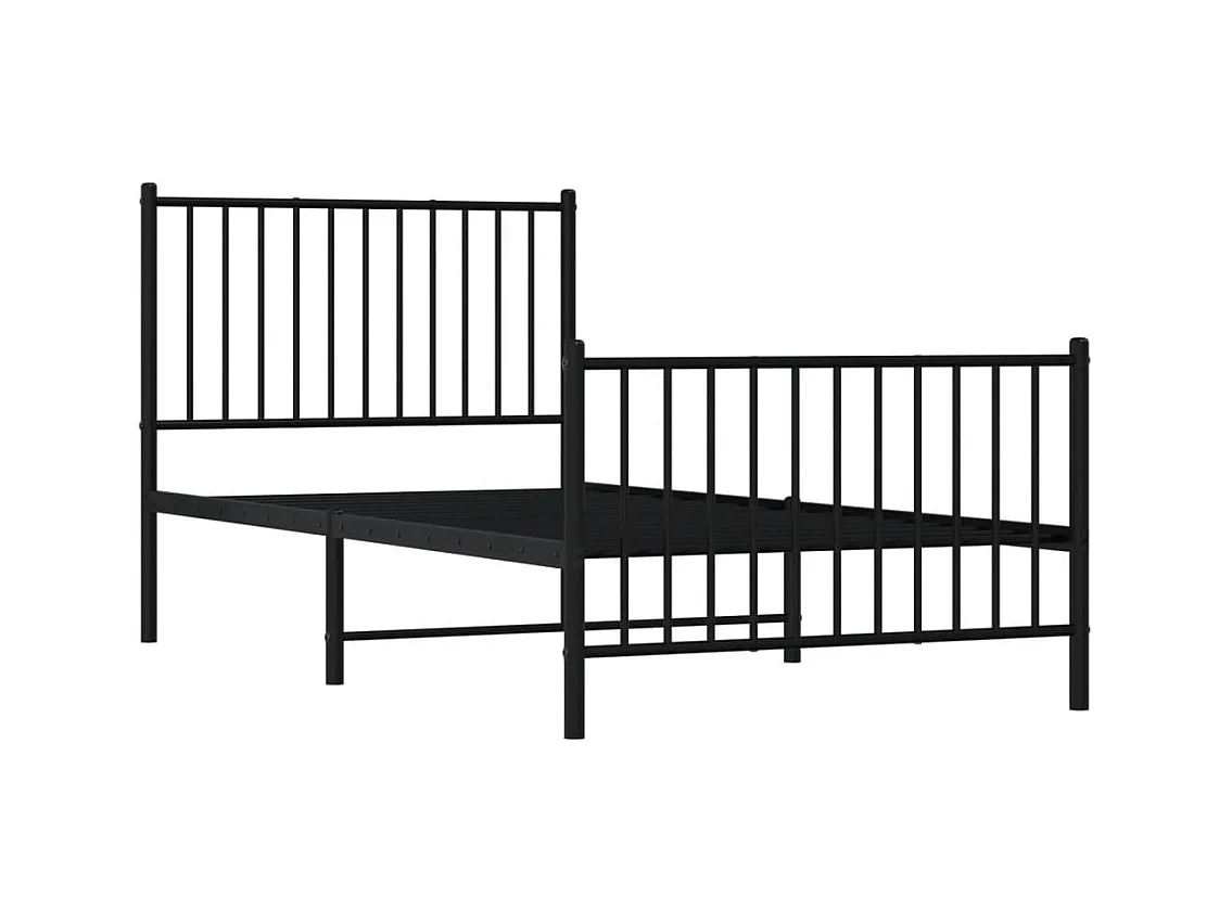 Estructura de cama con cabecero y estribo metal negro 90x190 cm