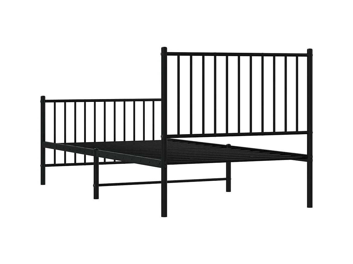 Estructura de cama con cabecero y estribo metal negro 90x190 cm