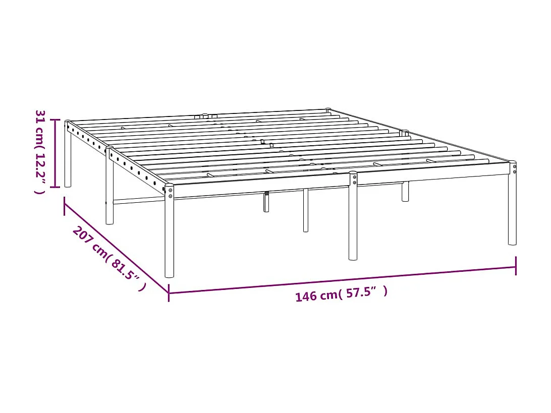 Estrutura de cama 140x200 cm metal preto