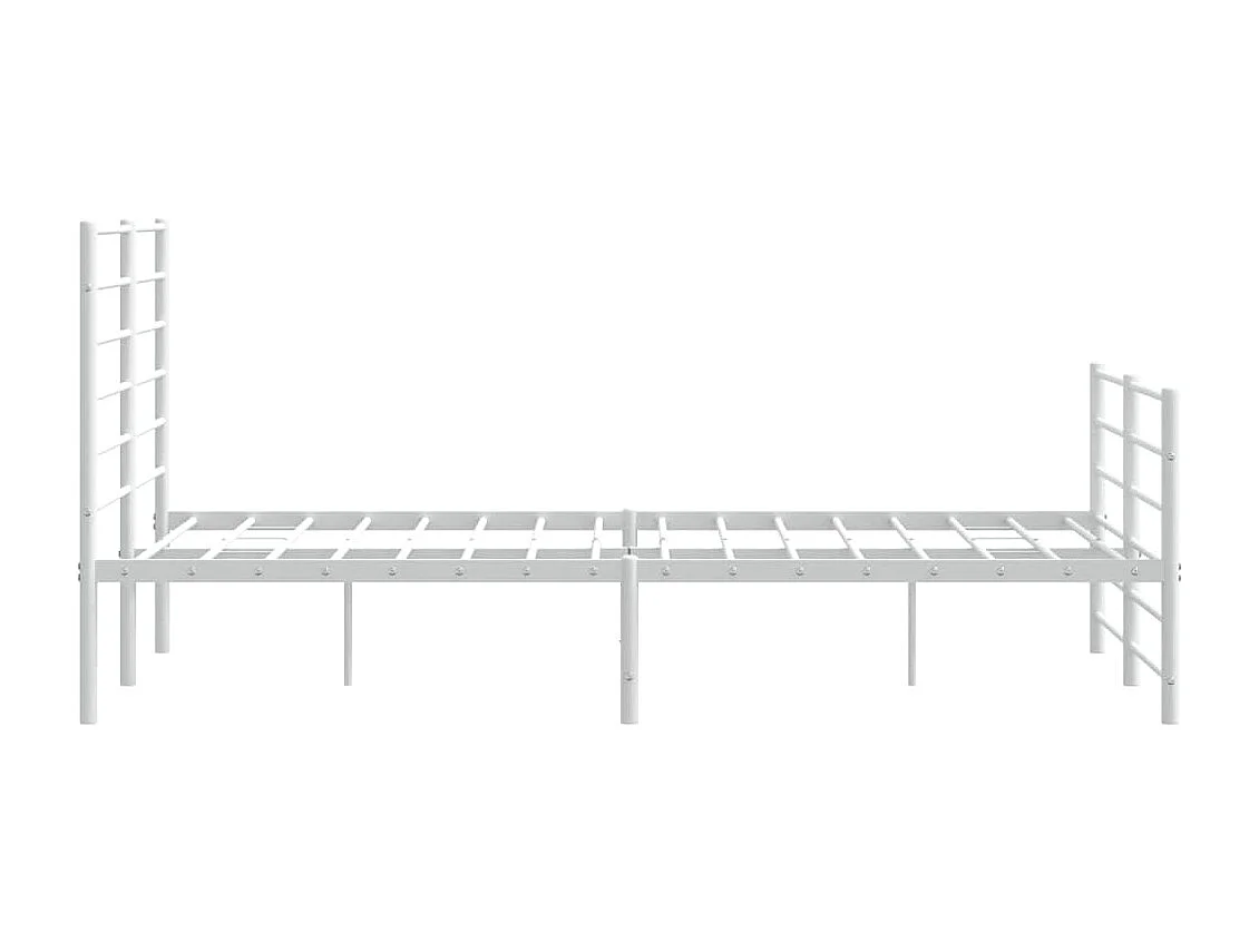 Cadre de lit métal avec tête de lit/pied de lit blanc 140x200cm